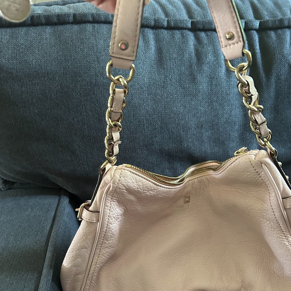 Kate Spade - Light Pink Leather Hobo bag with gold metal chain link